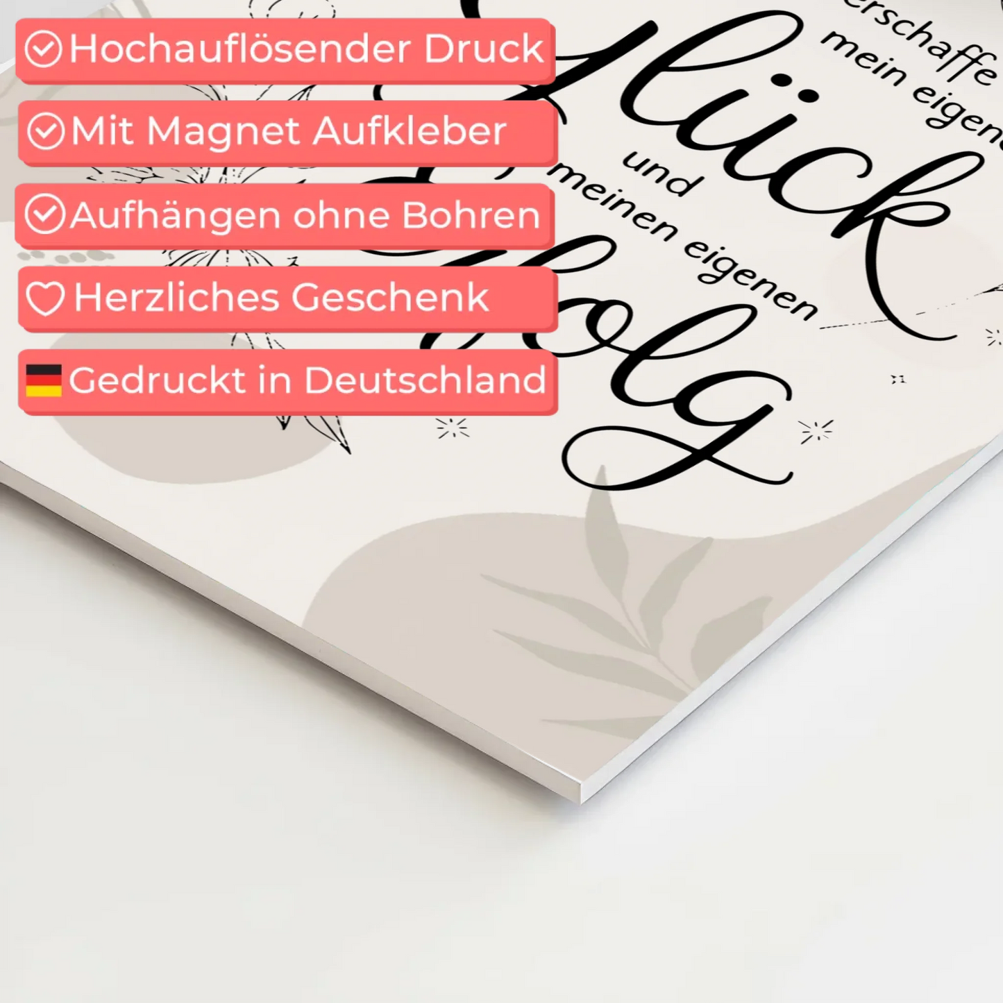 Positives Wandbild Magnet: Ich erschaffe mein Glück