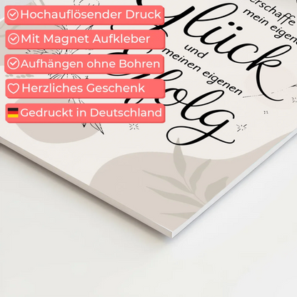 Positives Wandbild Magnet: Ich erschaffe mein Glück