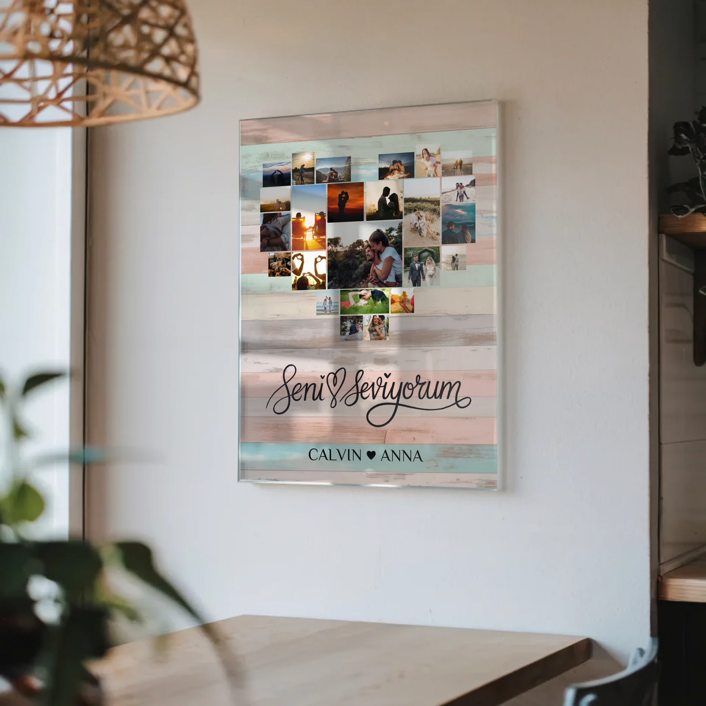 Personalisiertes Acrylglas Bild Liebe Fotocollage Seni Seviyorum