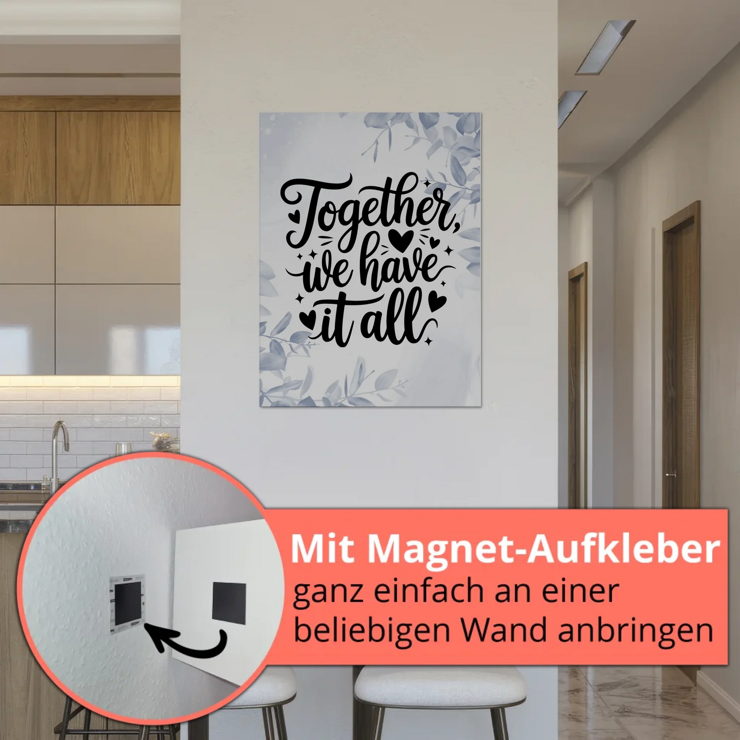 Spruch Fotoboard Magnet Wandbild Together We Have It All