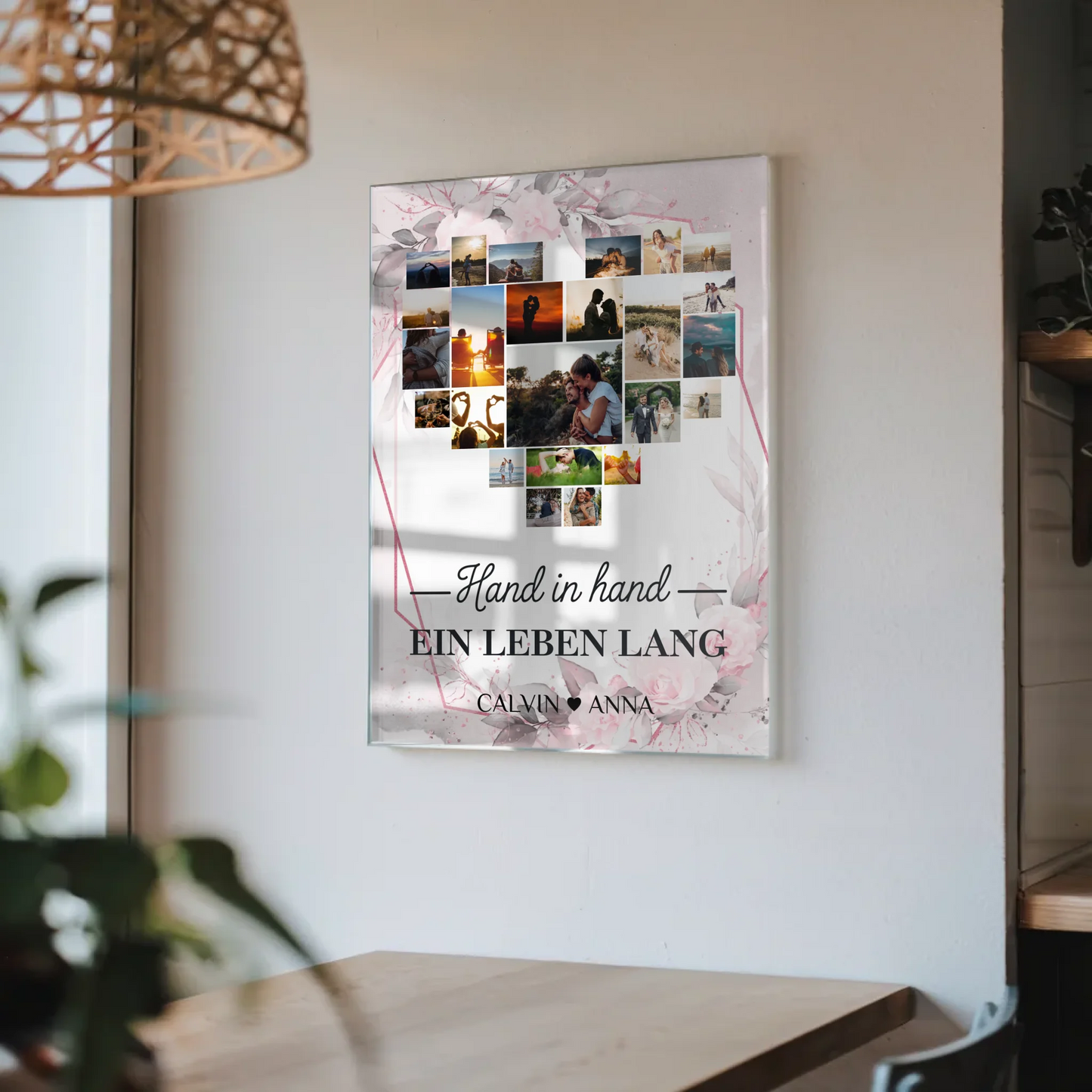 Acrylglas Bild Liebe Fotocollage Hand in Hand Geschenk