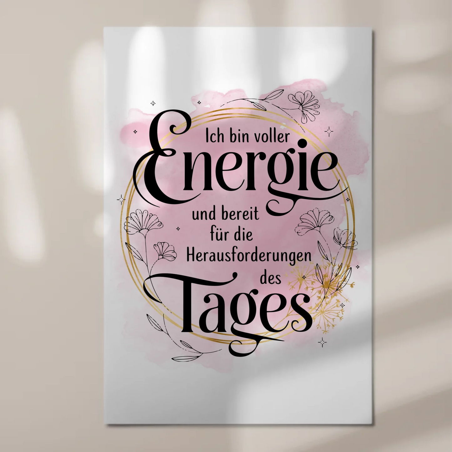 Positives Wandbild Magnet: Ich bin voller Energie Spruch Fotoboard