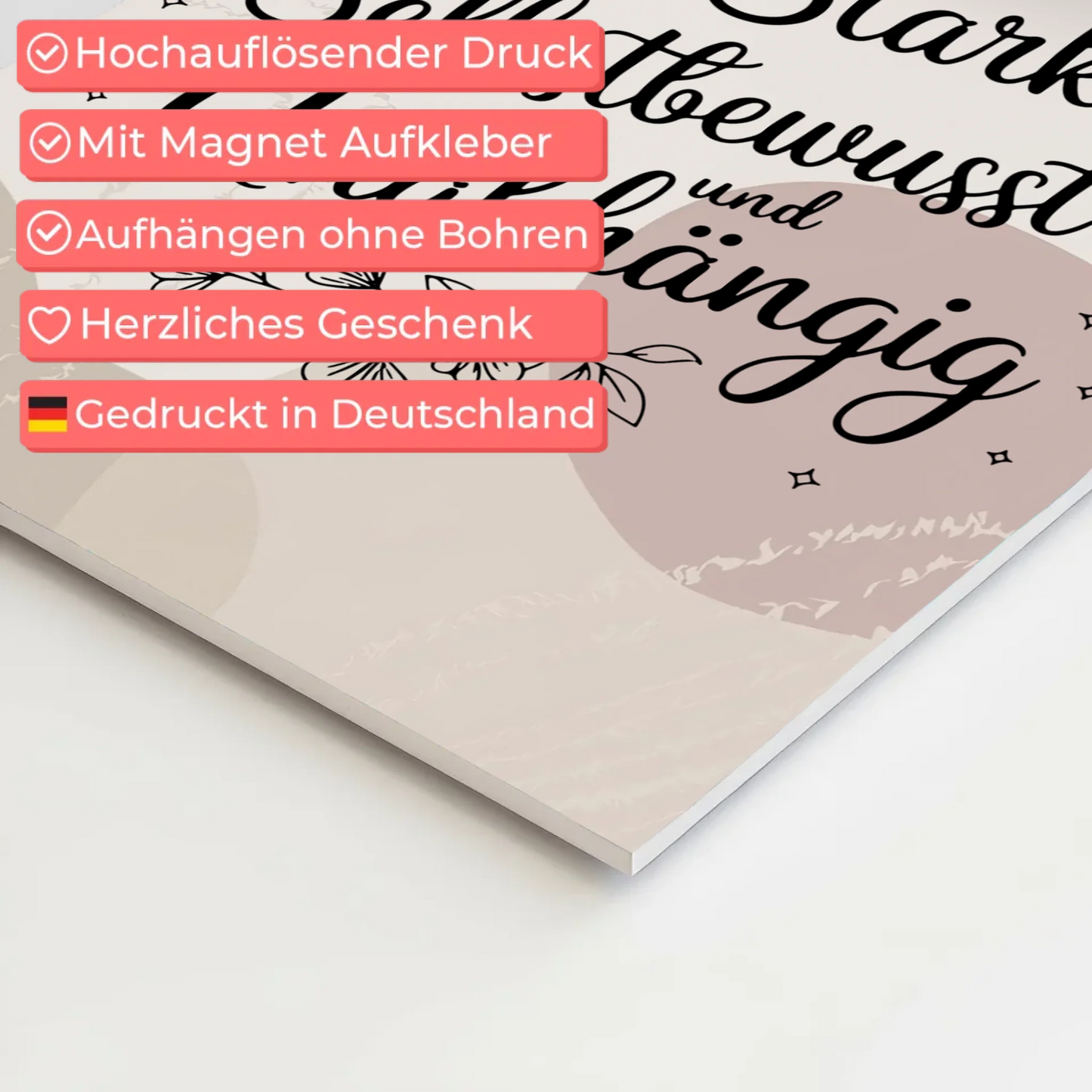 Spruch Affirmation Magnet Wandbild Ich bin stark positiv