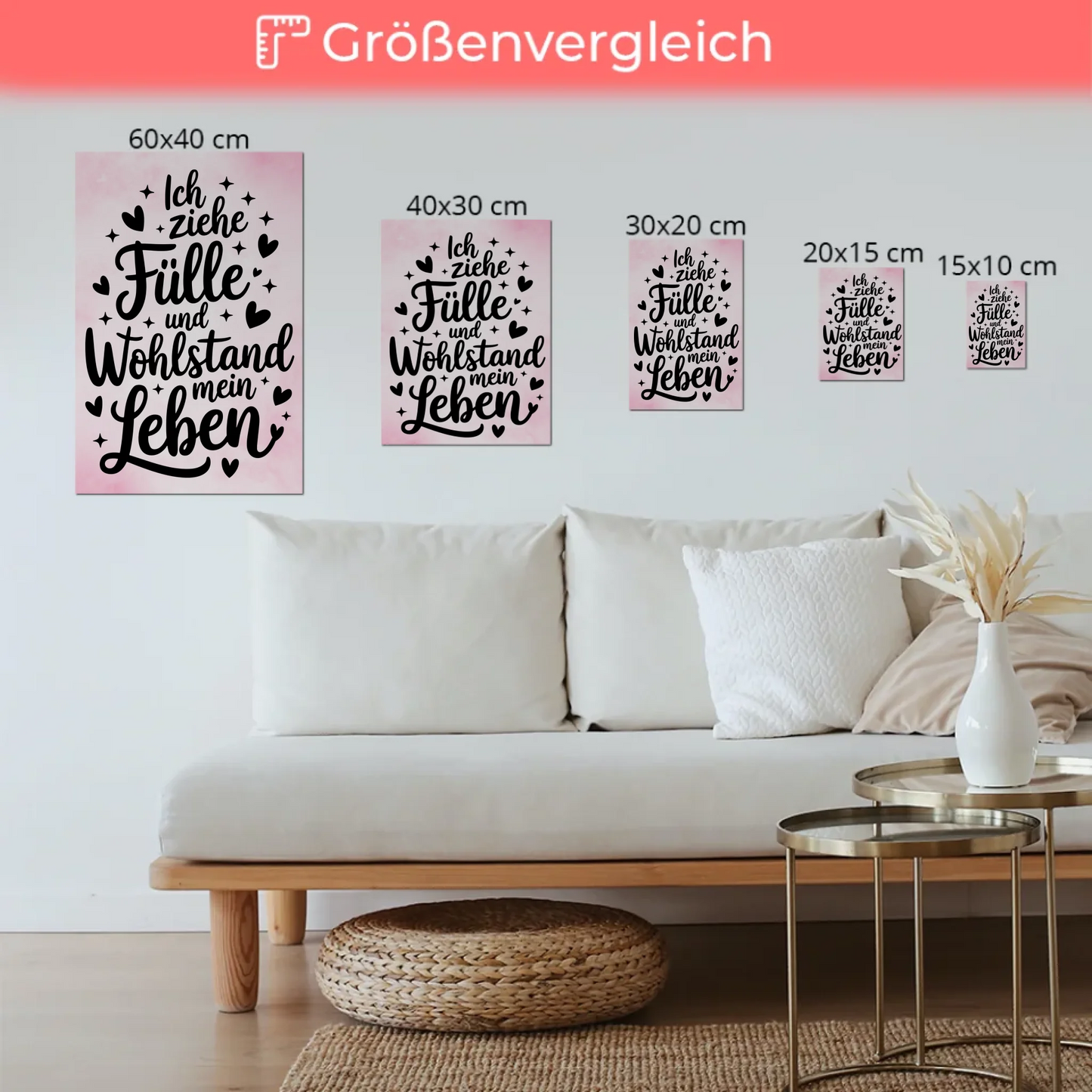Magnet Poster mit Spruch Affirmation für Fülle und Wohlstand