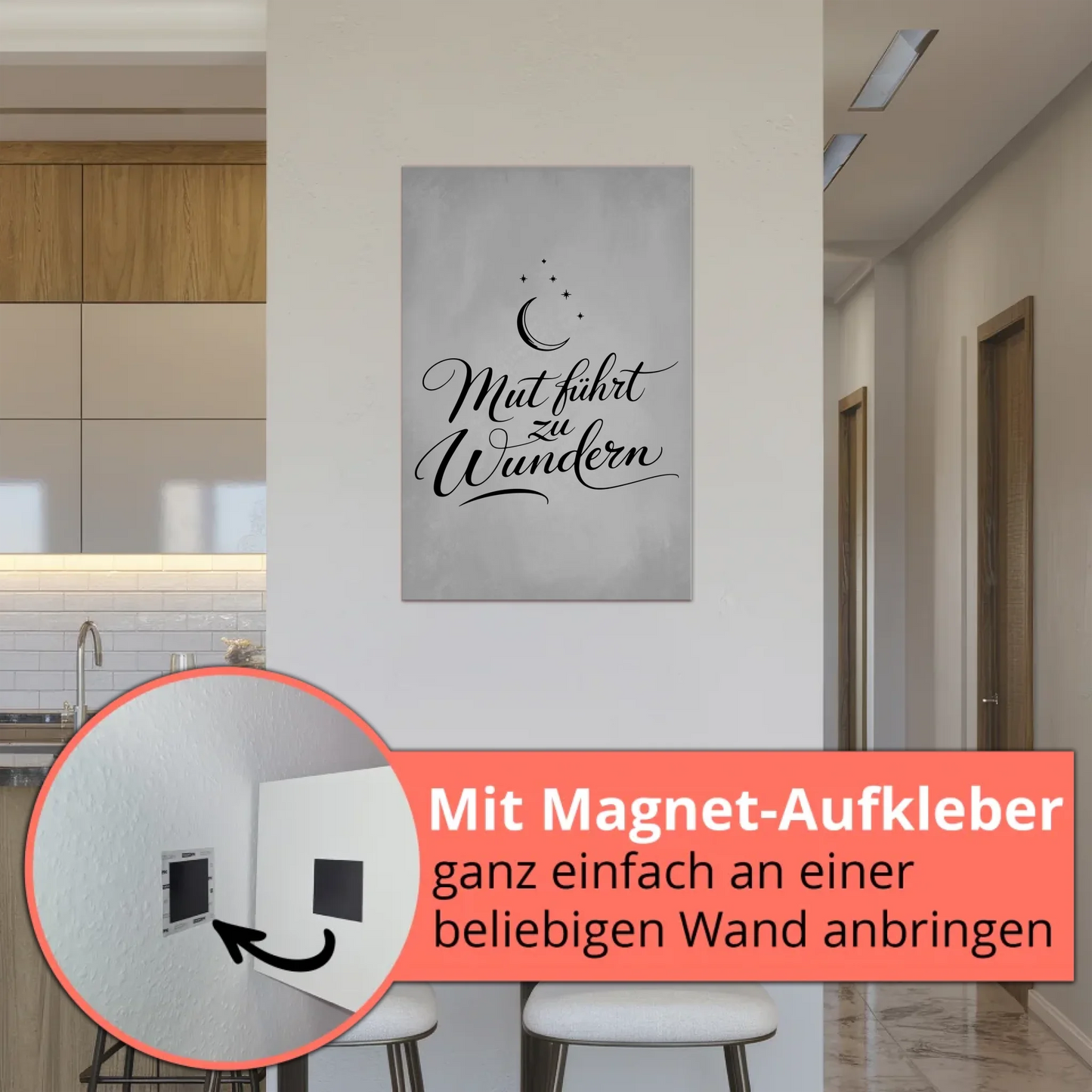 Affirmation Magnet Poster Mut führt zu Wundern positiv