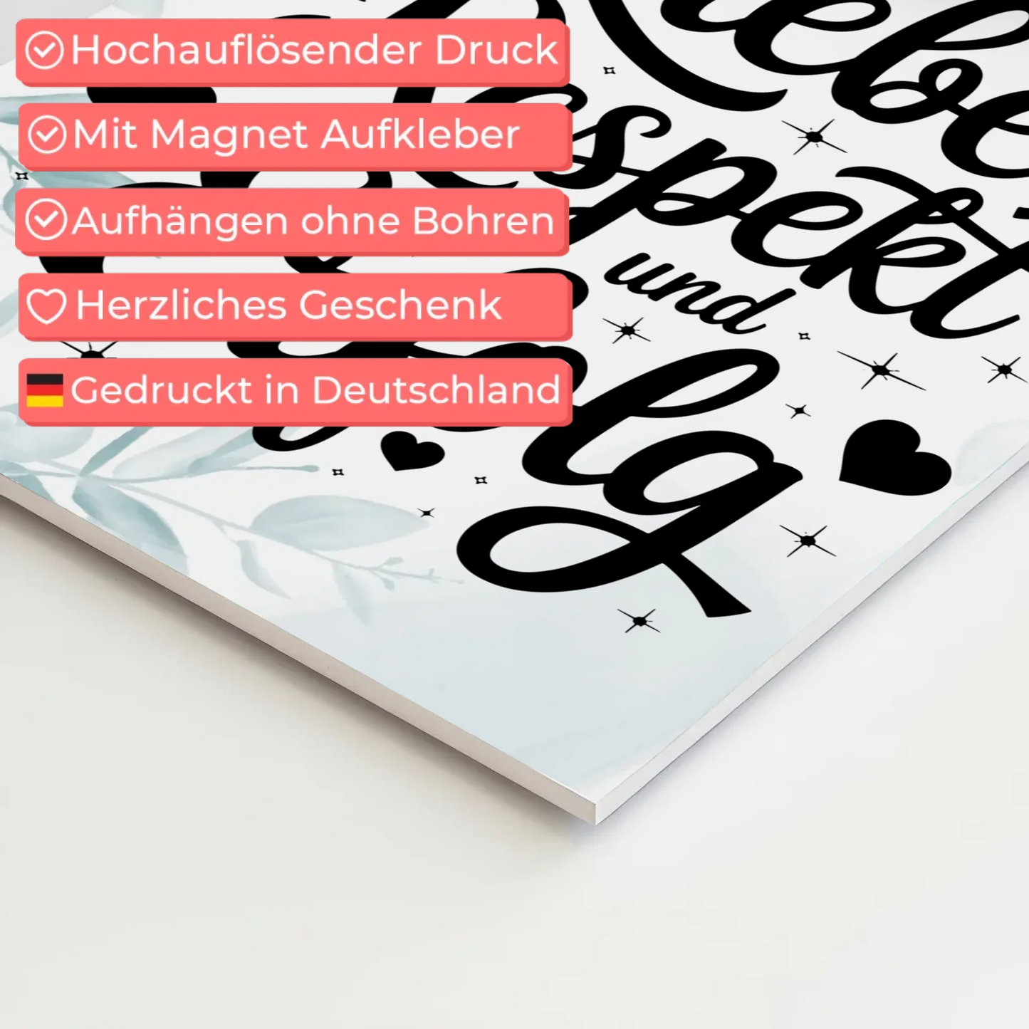 Magnetisches Sprüche Poster Affirmation Liebe Respekt Erfolg