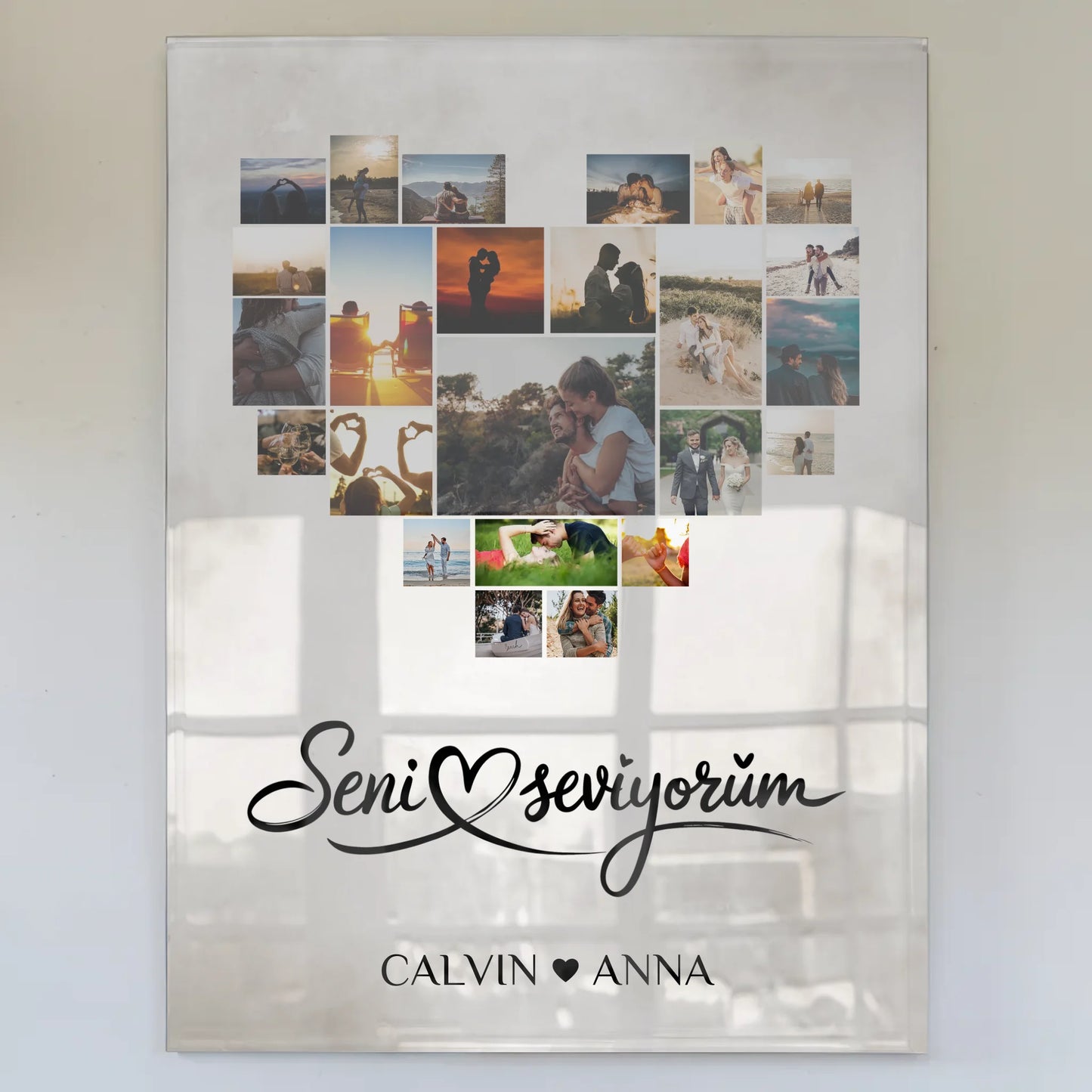 Personalisiertes Paar Acrylglas Bild Fotocollage Seni Seviyorum