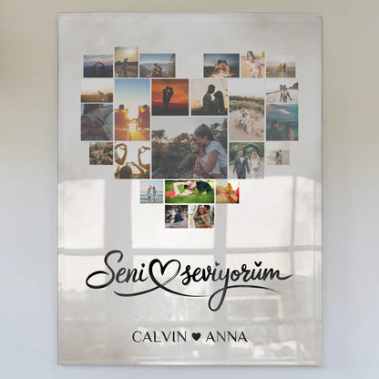 Personalisiertes Paar Acrylglas Bild Fotocollage Seni Seviyorum