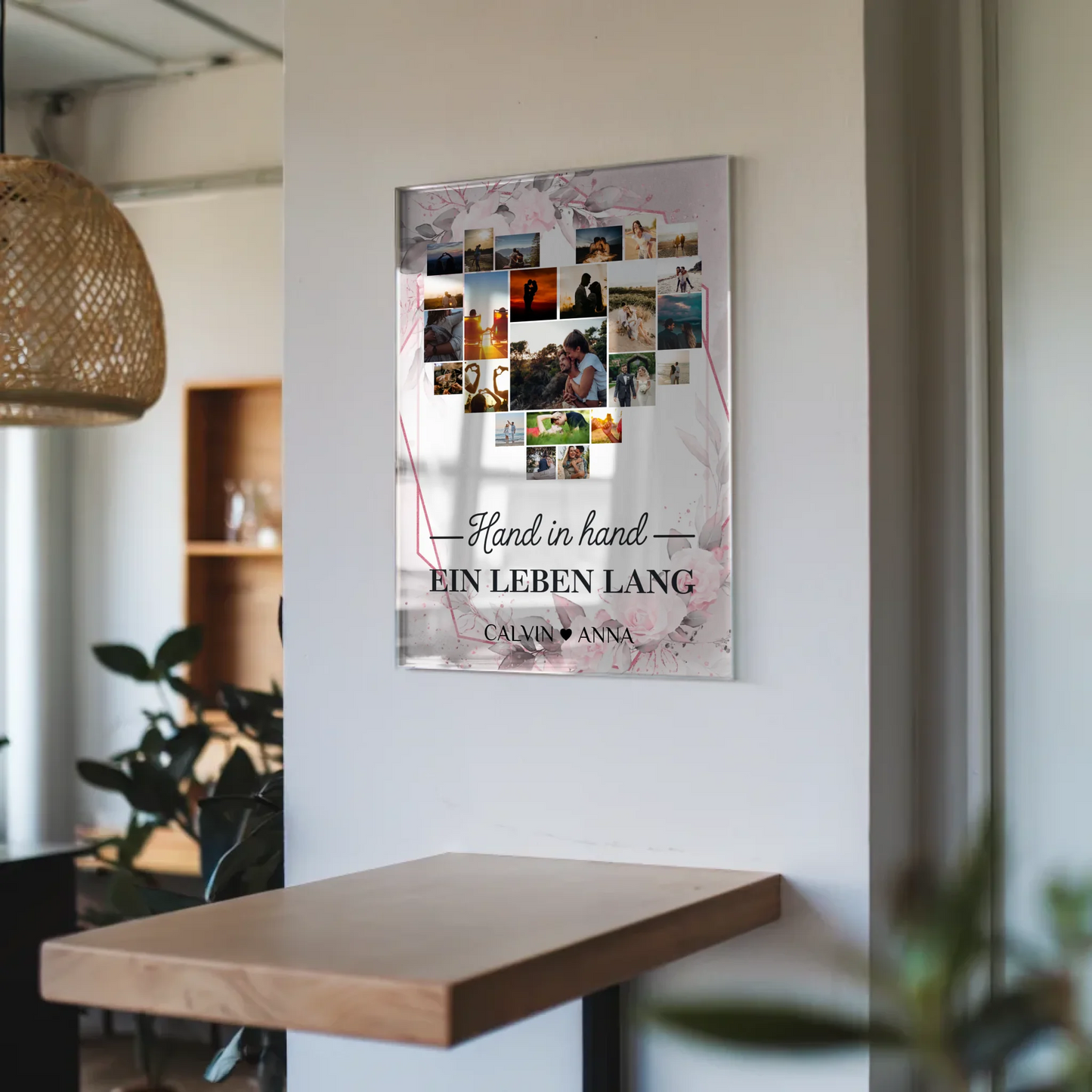 Acrylglas Bild Liebe Fotocollage Hand in Hand Geschenk