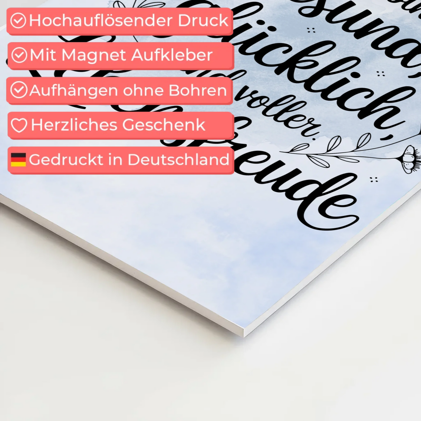 Sprüche Poster Magnetisch Affirmation Ich bin gesund glücklich