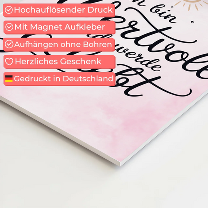 Affirmation Magnet Poster Ich bin wertvoll positiv