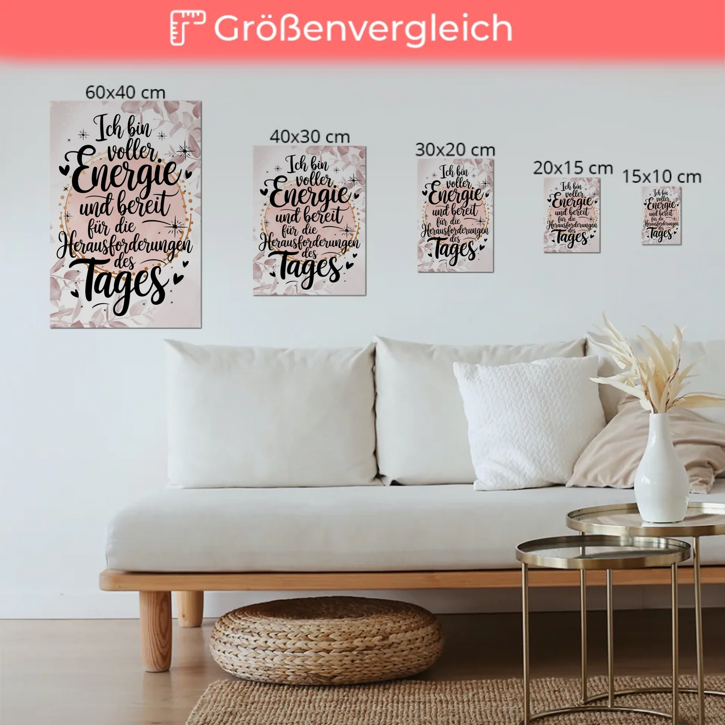 Positives Wandbild Magnet: Ich bin voller Energie Spruch