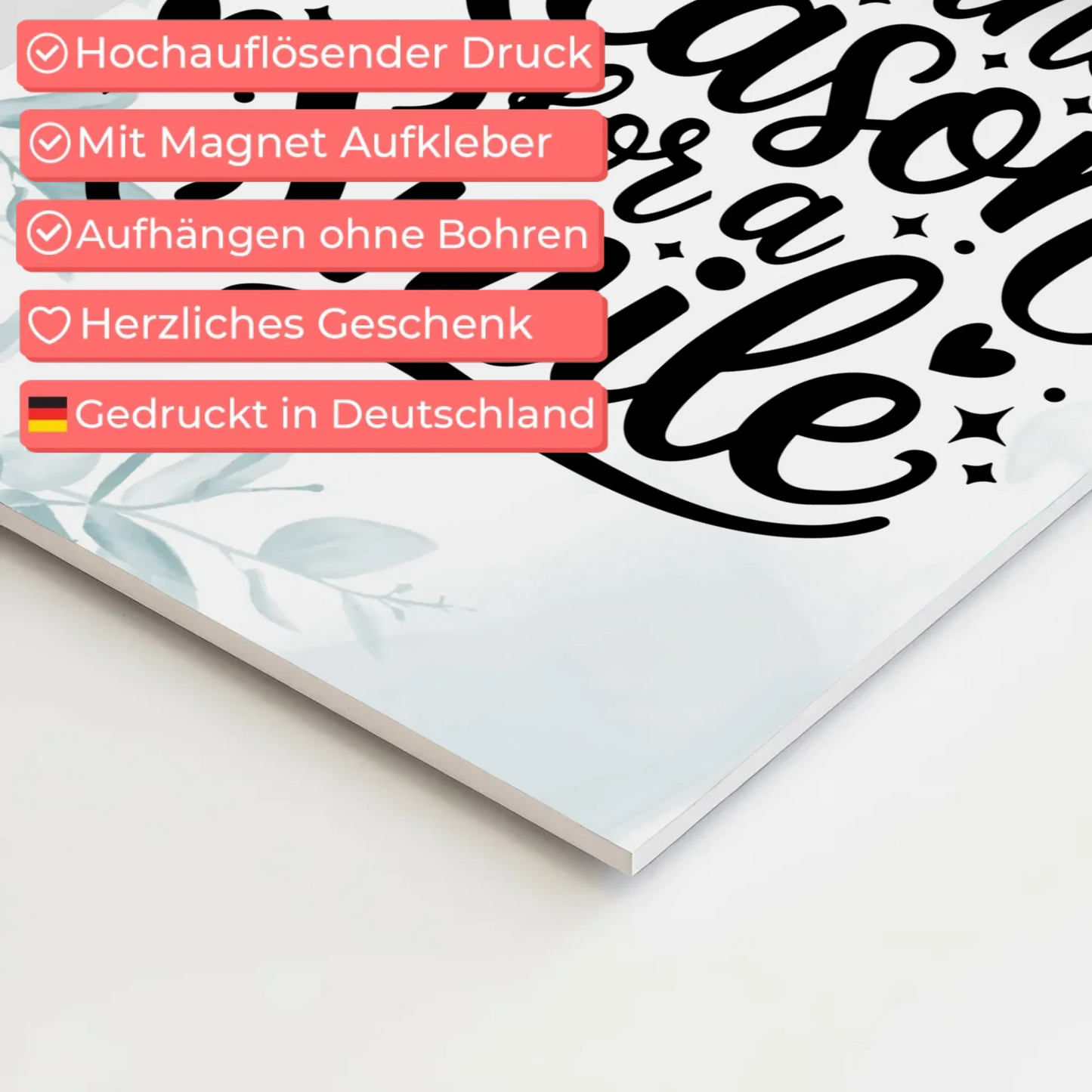 Spruch Fotoboard Magnet Wandbild Be the Reason for a Smile