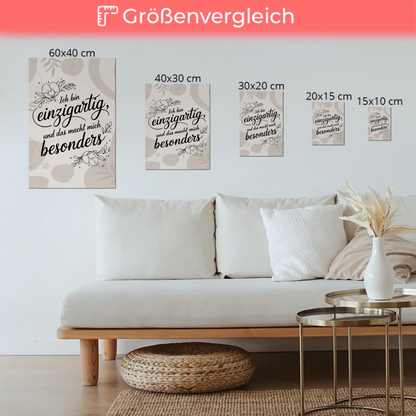 Magnetisches Sprüche Poster Affirmation Ich bin Einzigartig