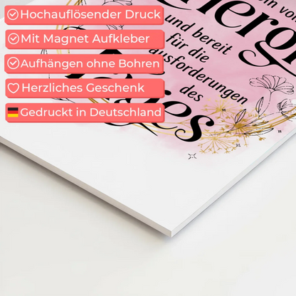 Positives Wandbild Magnet: Ich bin voller Energie Spruch Fotoboard