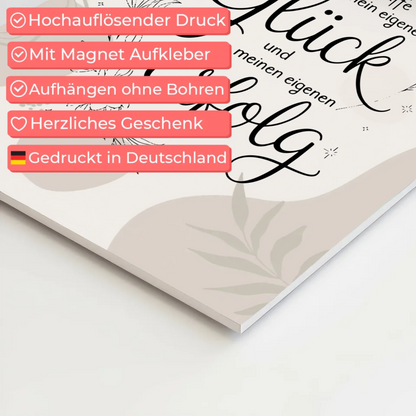 Positives Wandbild Magnet: Ich erschaffe mein Glück