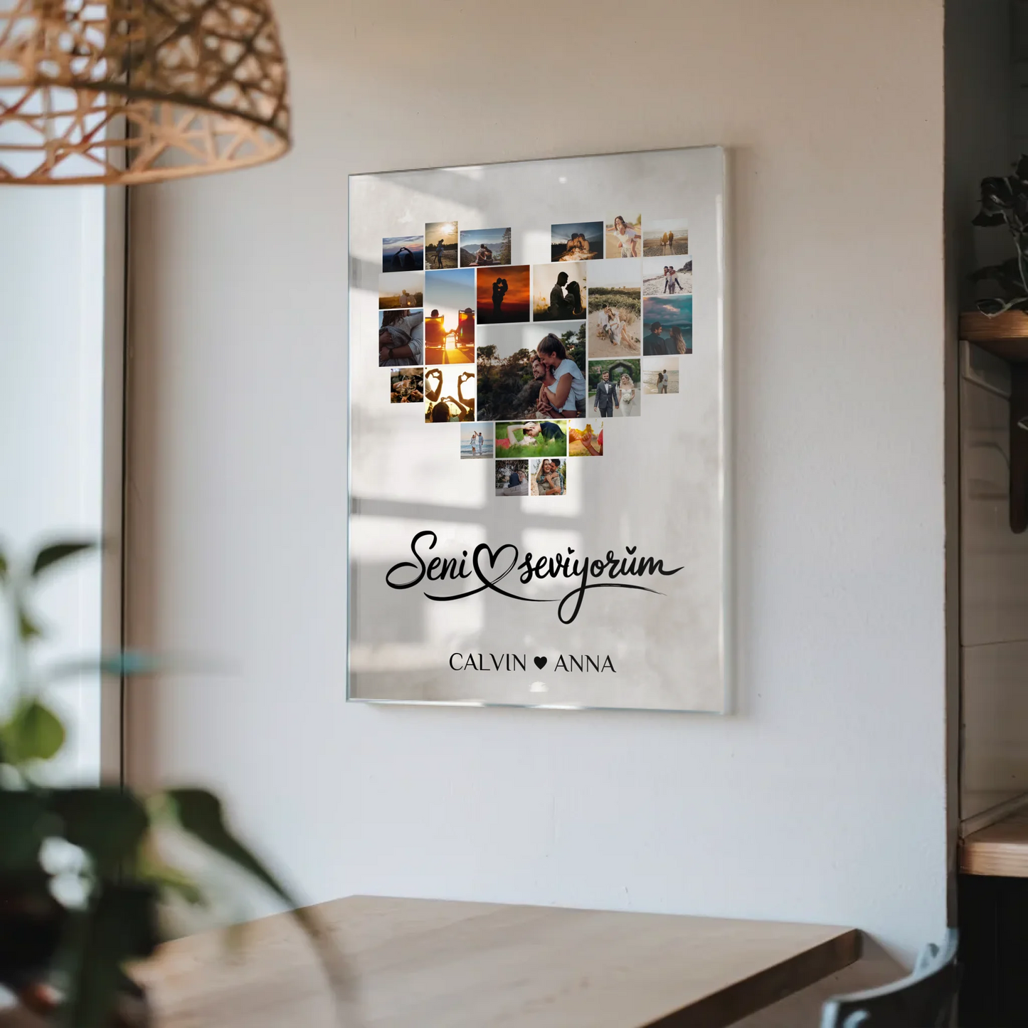Personalisiertes Paar Acrylglas Bild Fotocollage Seni Seviyorum