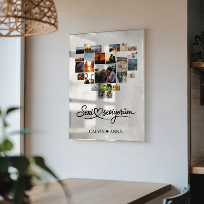 Personalisiertes Paar Acrylglas Bild Fotocollage Seni Seviyorum