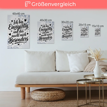 Spruch Affirmation Magnet Wandbild Ich bin einzigartig positiv