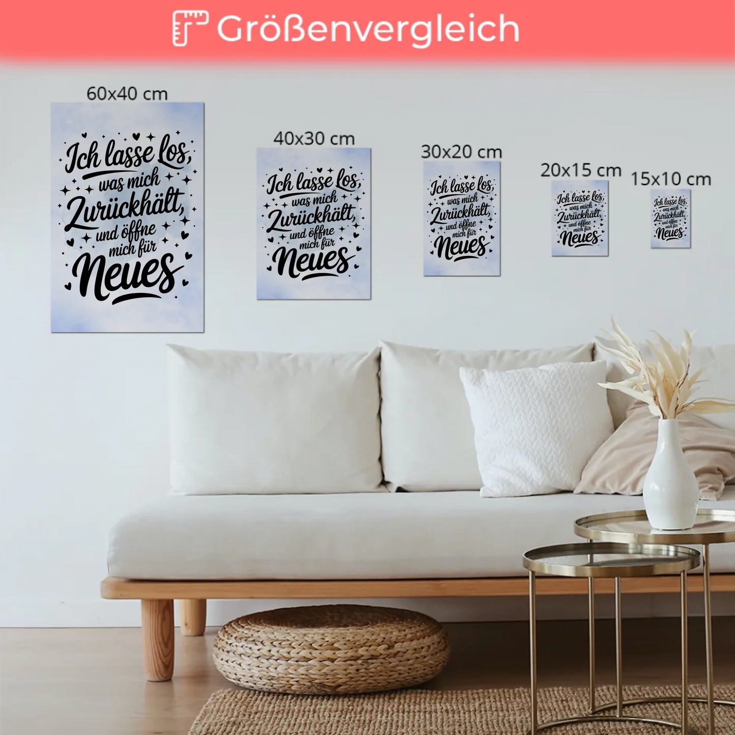 Magnetisches Wandbild Spruch Affirmation Ich lasse los