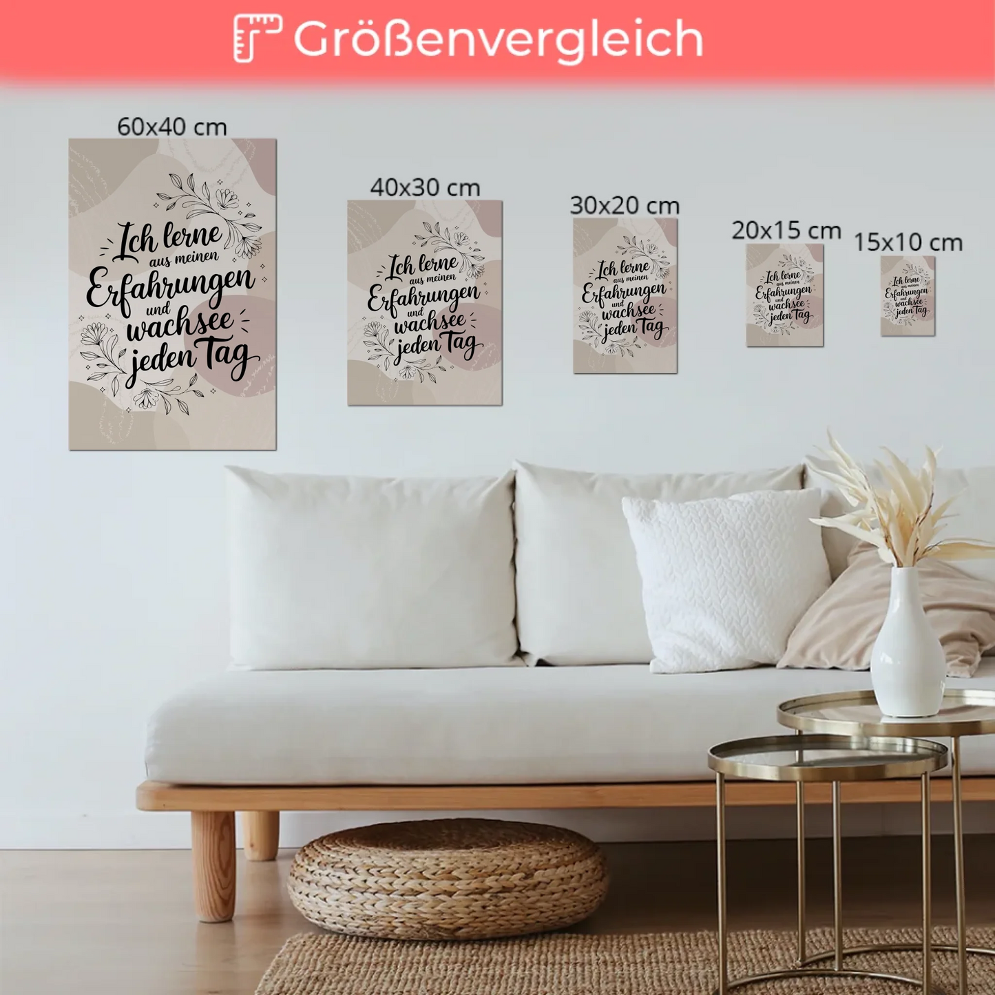 Affirmation Magnet Poster Spruch Ich lerne und wachse