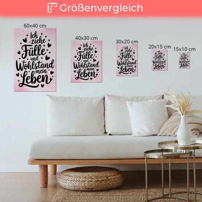 Magnet Poster mit Spruch Affirmation für Fülle und Wohlstand