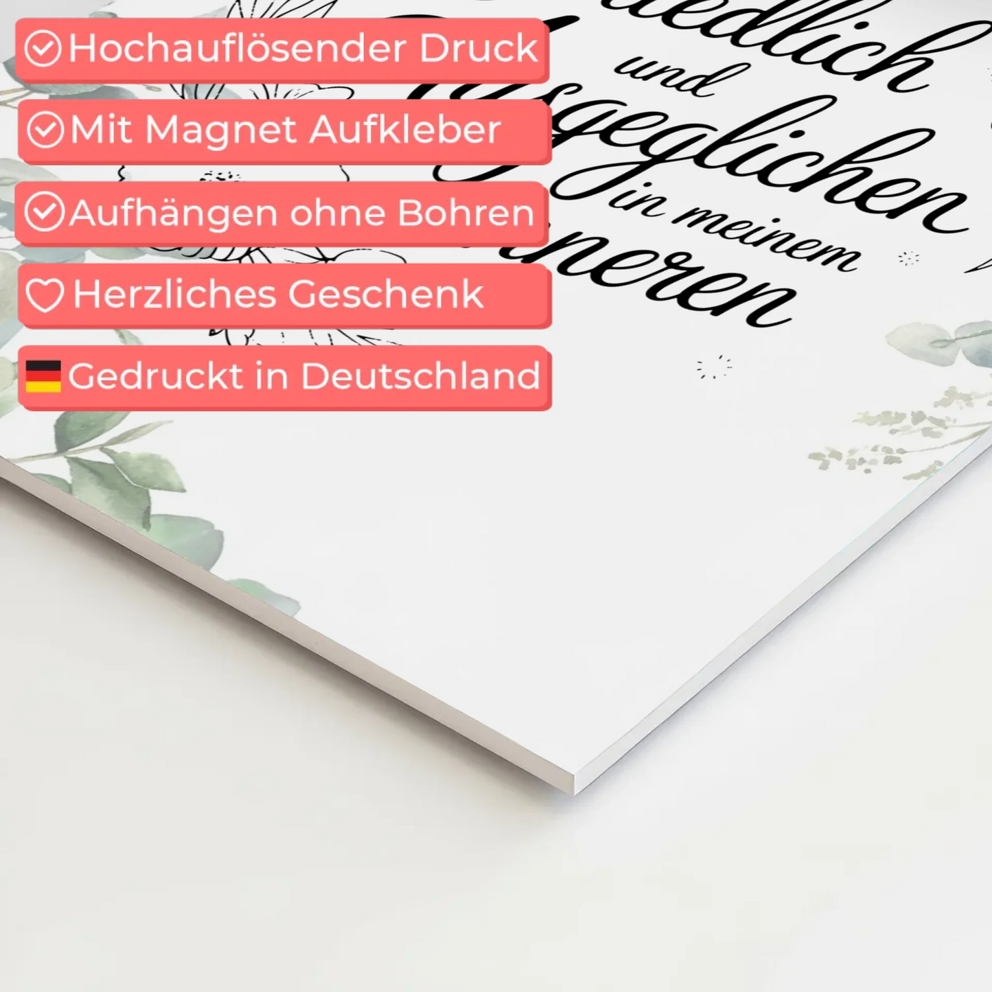 Affirmation Magnet Poster - Positiv: Ich bin friedlich