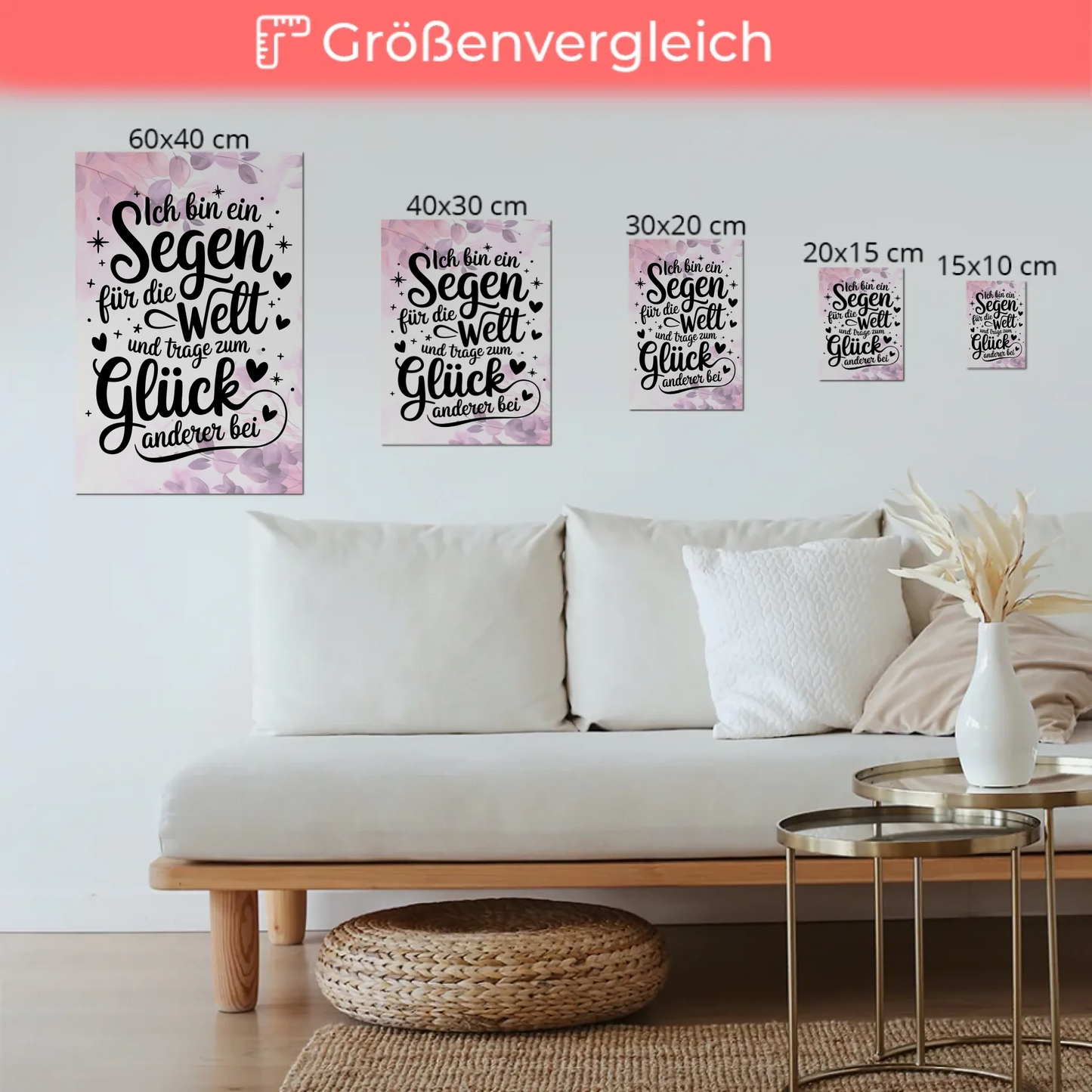 Affirmation Magnet Wandbild: Positiver Spruch für Glück