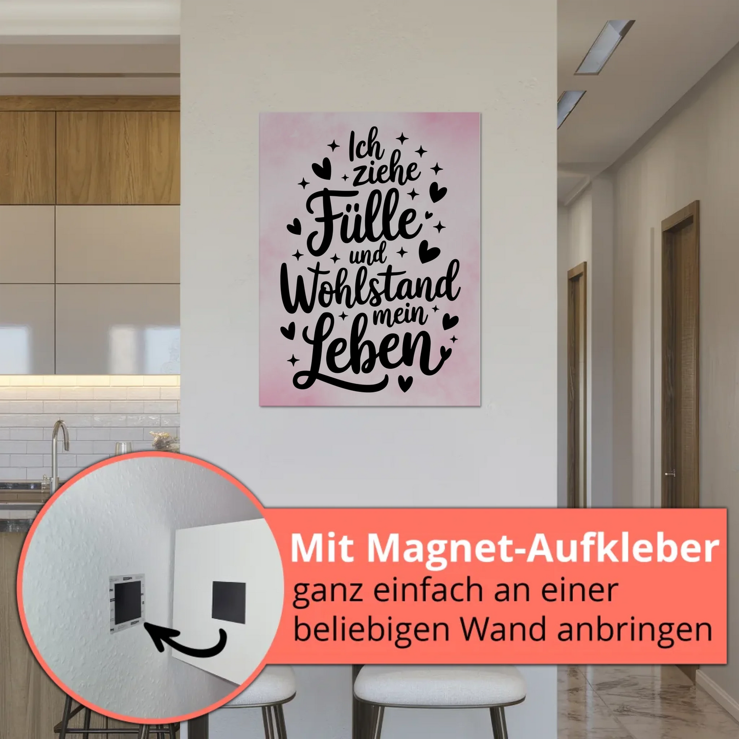 Magnet Poster mit Spruch Affirmation für Fülle und Wohlstand