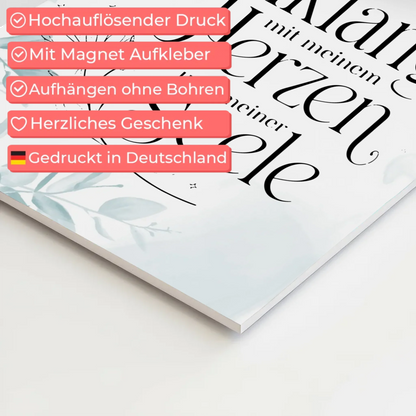 Magnetisches Wandbild Spruch Affirmation Herz Seele Fotoboard