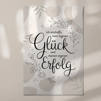 Positives Wandbild Magnet: Ich erschaffe mein Glück