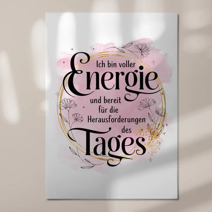 Positives Wandbild Magnet: Ich bin voller Energie Spruch Fotoboard