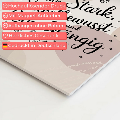 Spruch Affirmation Magnet Wandbild Ich bin stark positiv