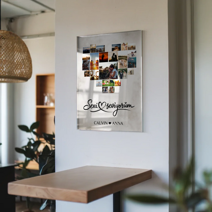 Personalisiertes Paar Acrylglas Bild Fotocollage Seni Seviyorum