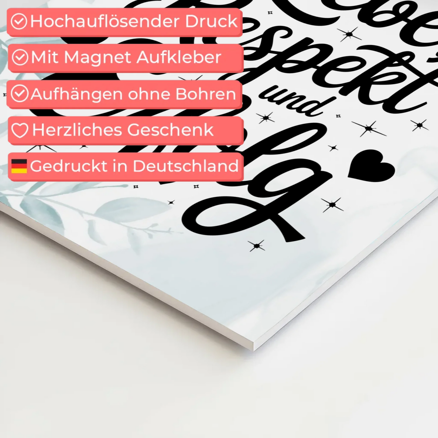 Magnetisches Sprüche Poster Affirmation Liebe Respekt Erfolg