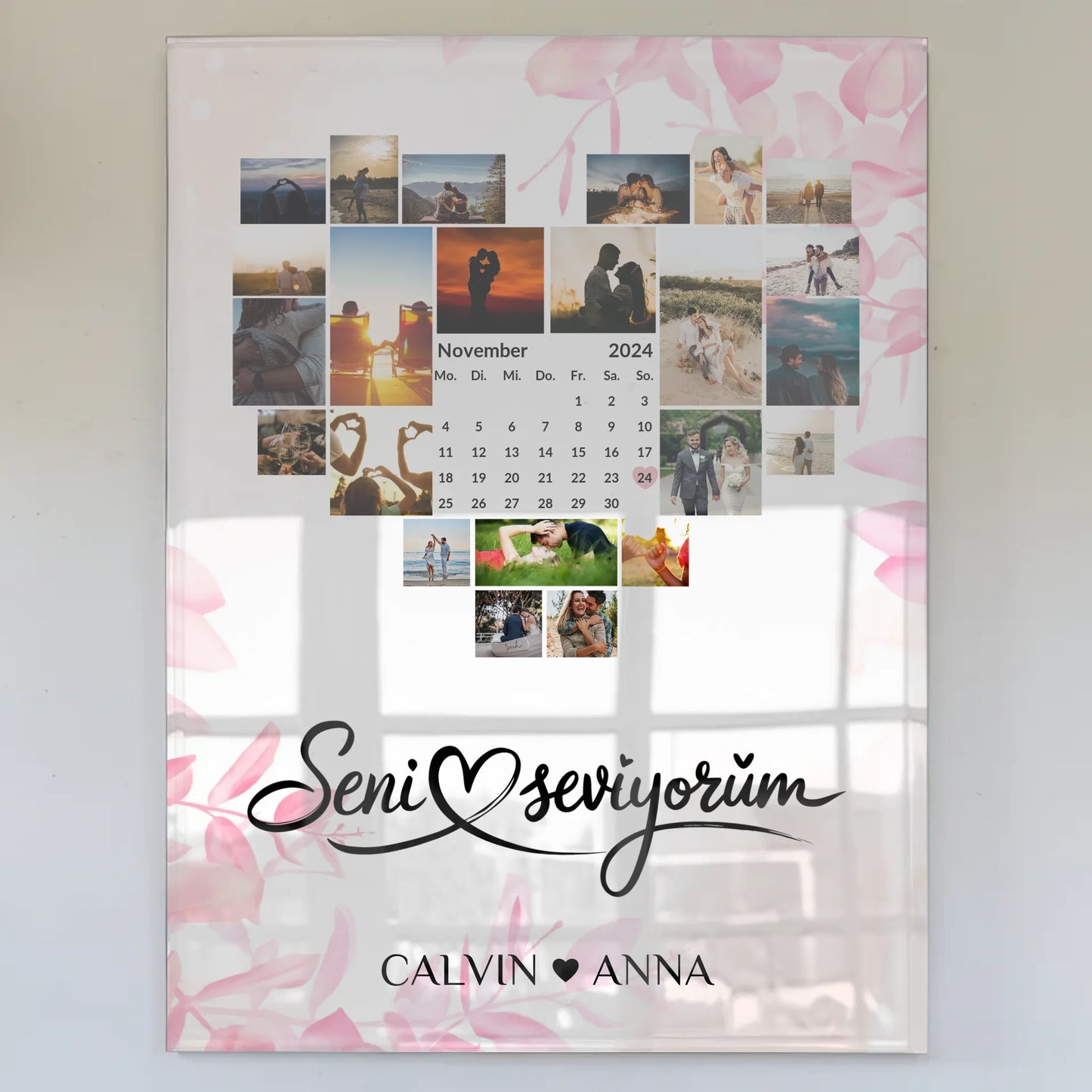 Paar Acrylglas Bild Fotocollage Seni Seviyorum Geschenk