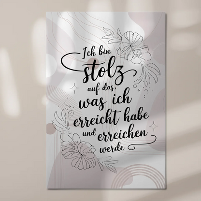 Affirmation Magnet Poster Spruch Ich bin stolz auf mich