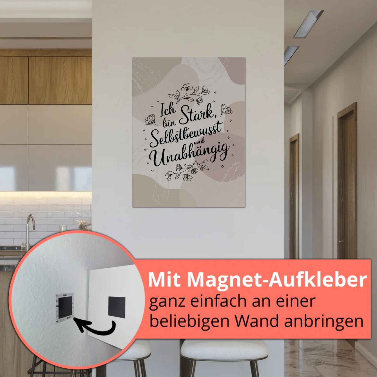 Spruch Affirmation Magnet Wandbild Ich bin stark positiv