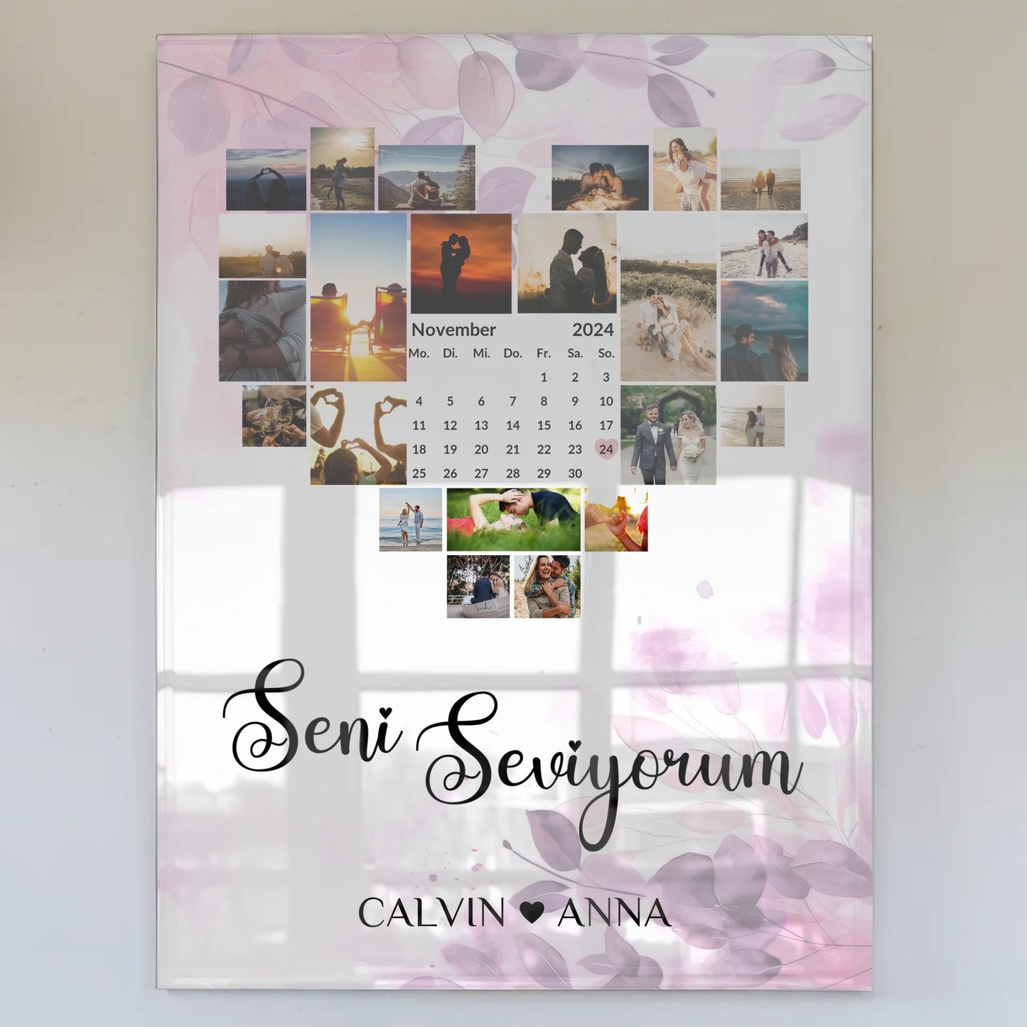 Valentinstag Acrylglas Bild Fotocollage Seni Seviyorum