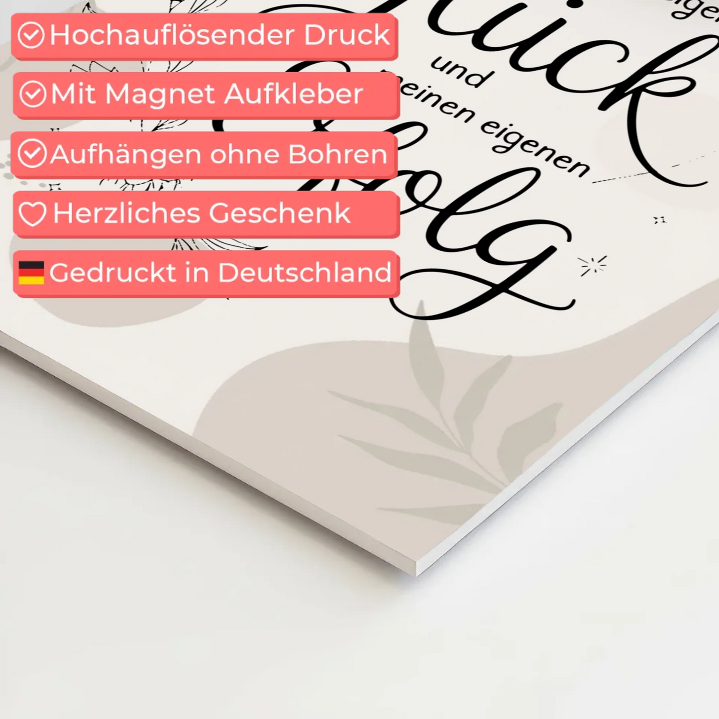 Positives Wandbild Magnet: Ich erschaffe mein Glück