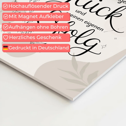 Positives Wandbild Magnet: Ich erschaffe mein Glück