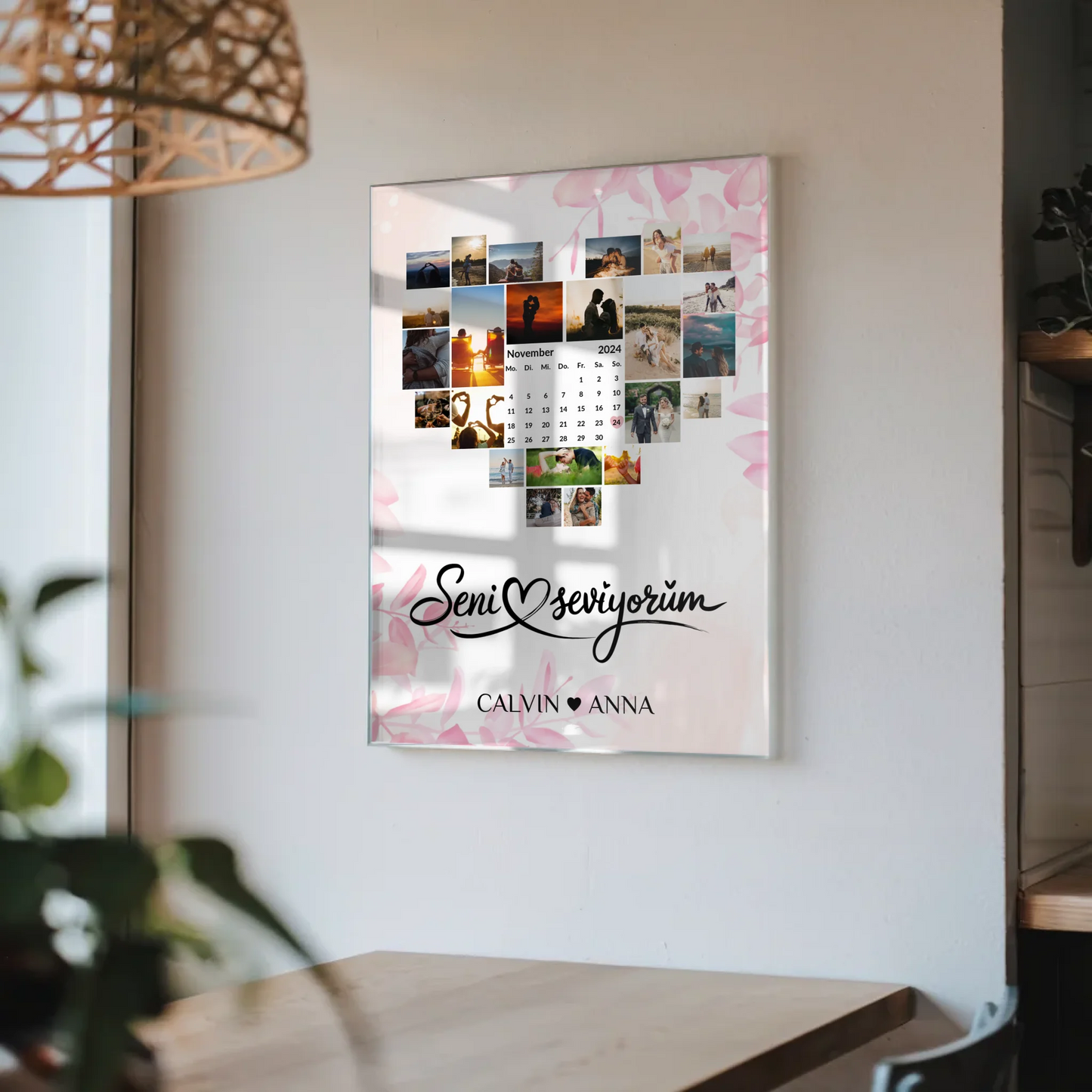 Paar Acrylglas Bild Fotocollage Seni Seviyorum Geschenk