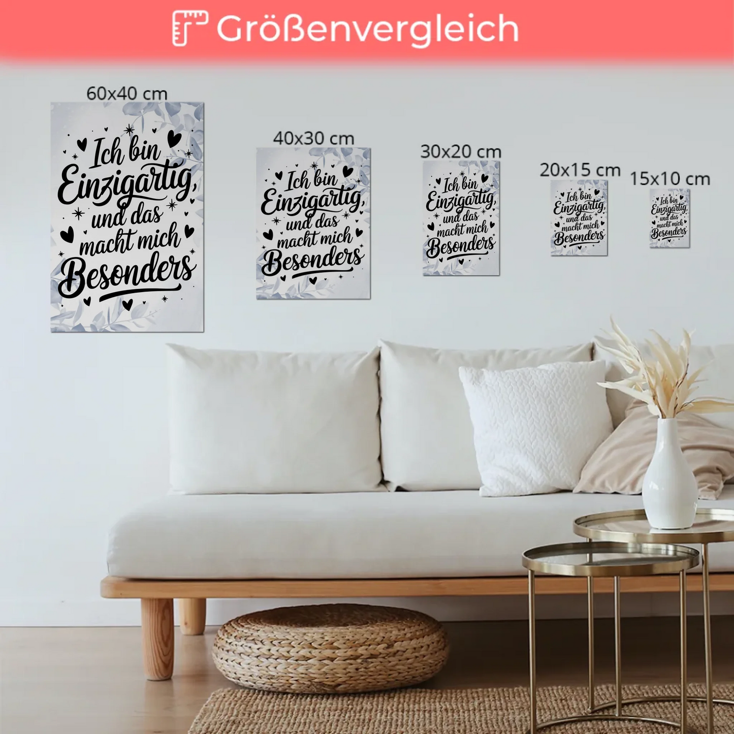 Spruch Affirmation Magnet Wandbild Ich bin einzigartig positiv