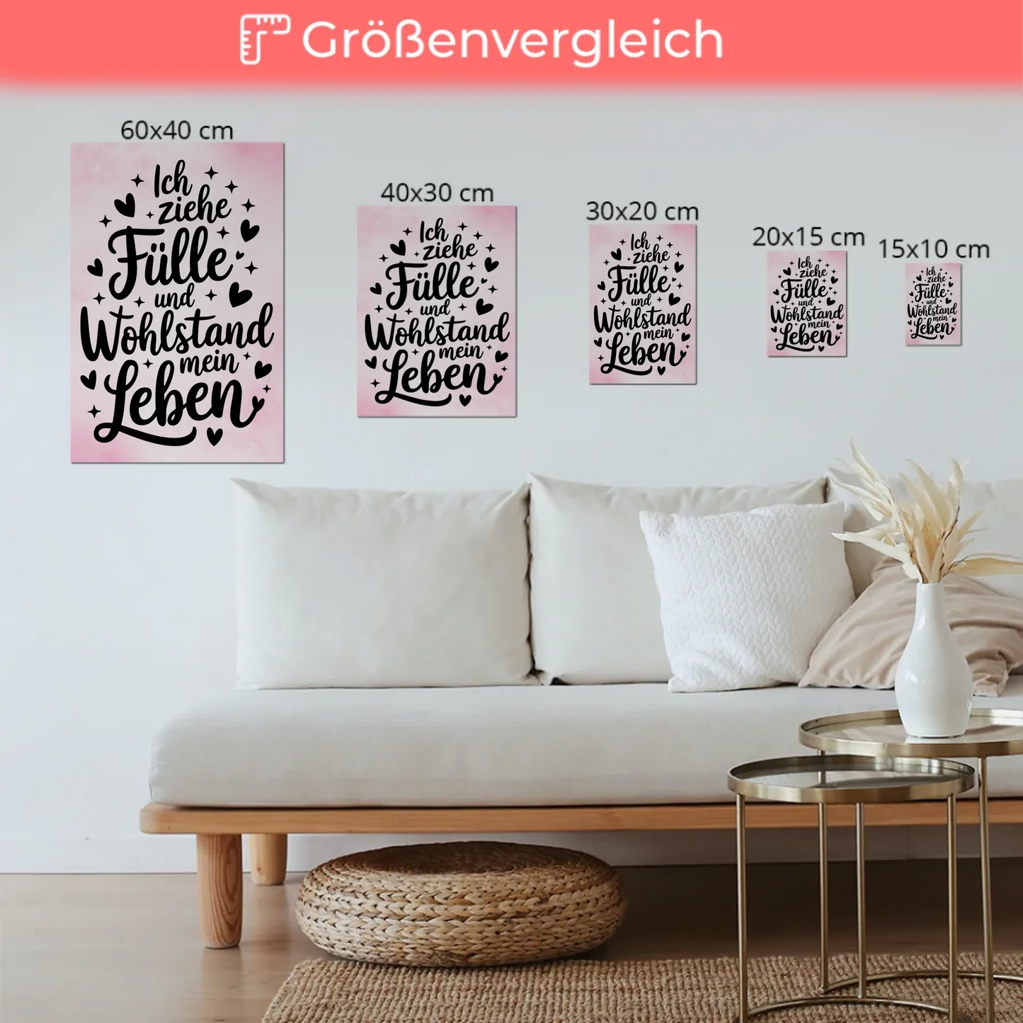 Magnet Poster mit Spruch Affirmation für Fülle und Wohlstand