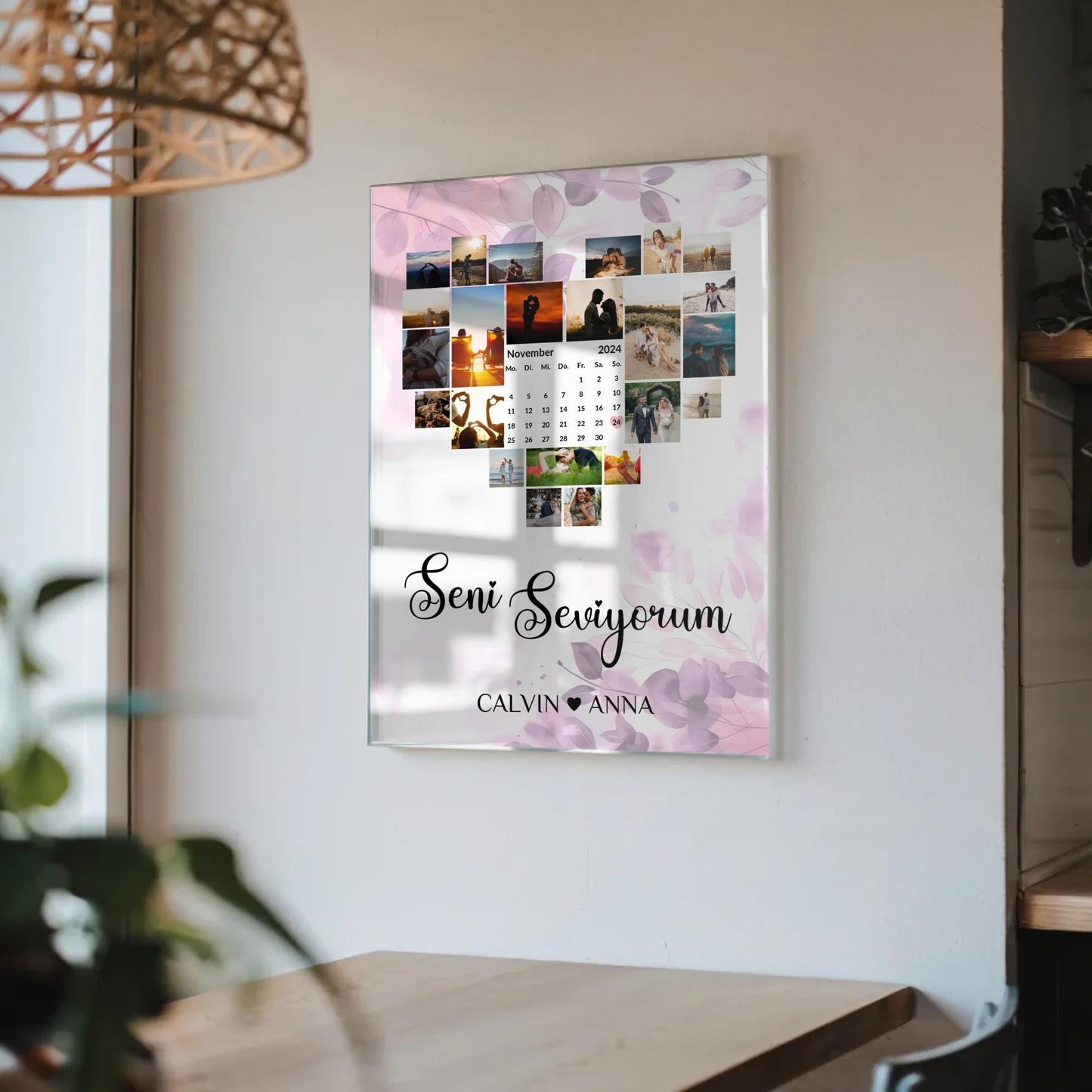 Valentinstag Acrylglas Bild Fotocollage Seni Seviyorum