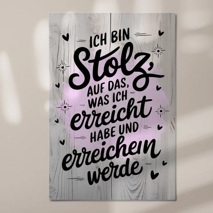 Affirmation Magnet Wandbild Ich bin stolz auf Erfolge