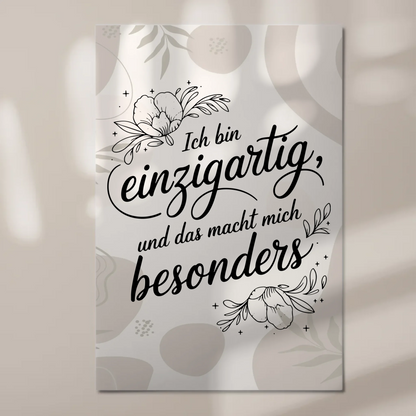 Magnetisches Sprüche Poster Affirmation Ich bin Einzigartig