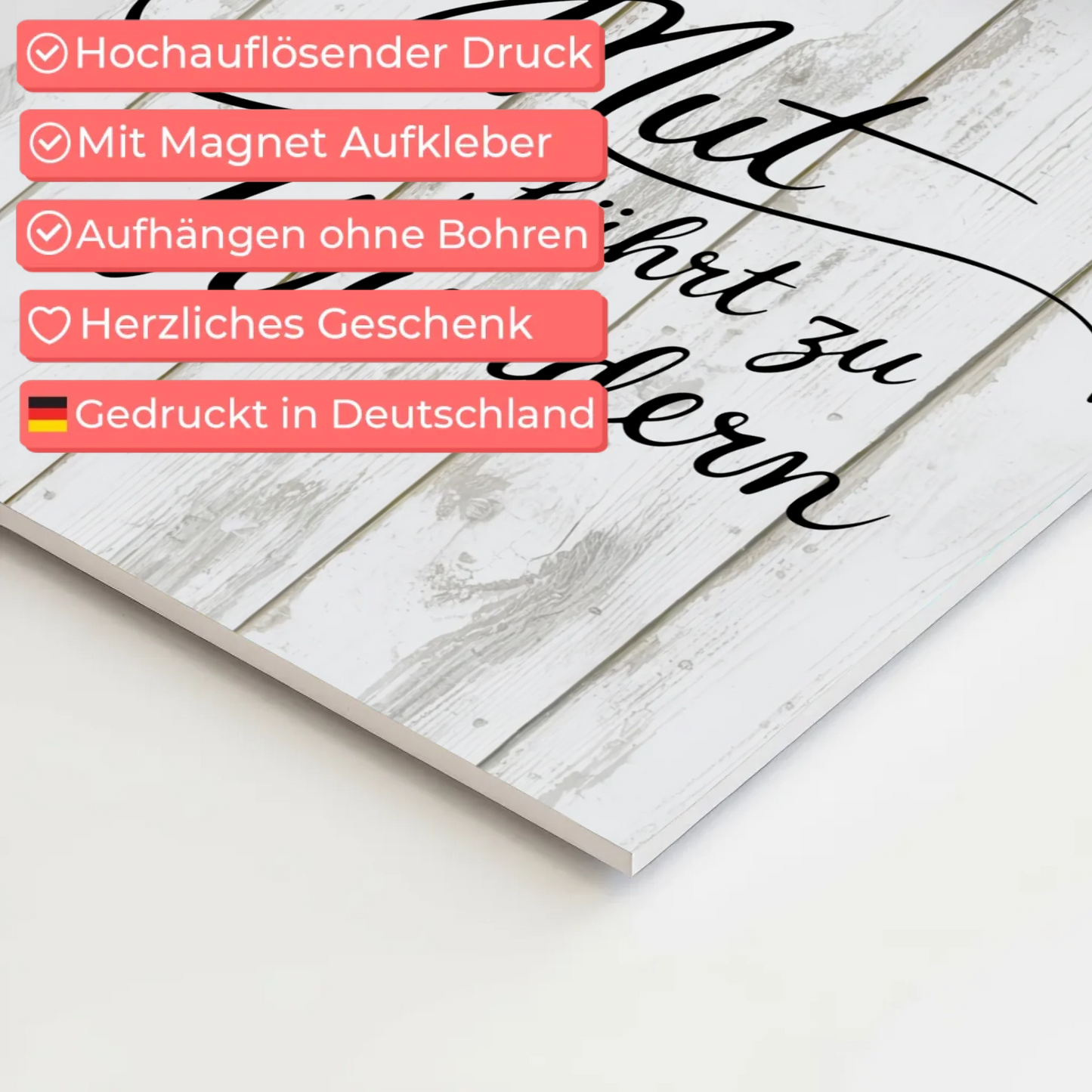 Affirmation Magnet Wandbild Mut führt zu Wundern