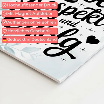 Magnetisches Sprüche Poster Affirmation Liebe Respekt Erfolg