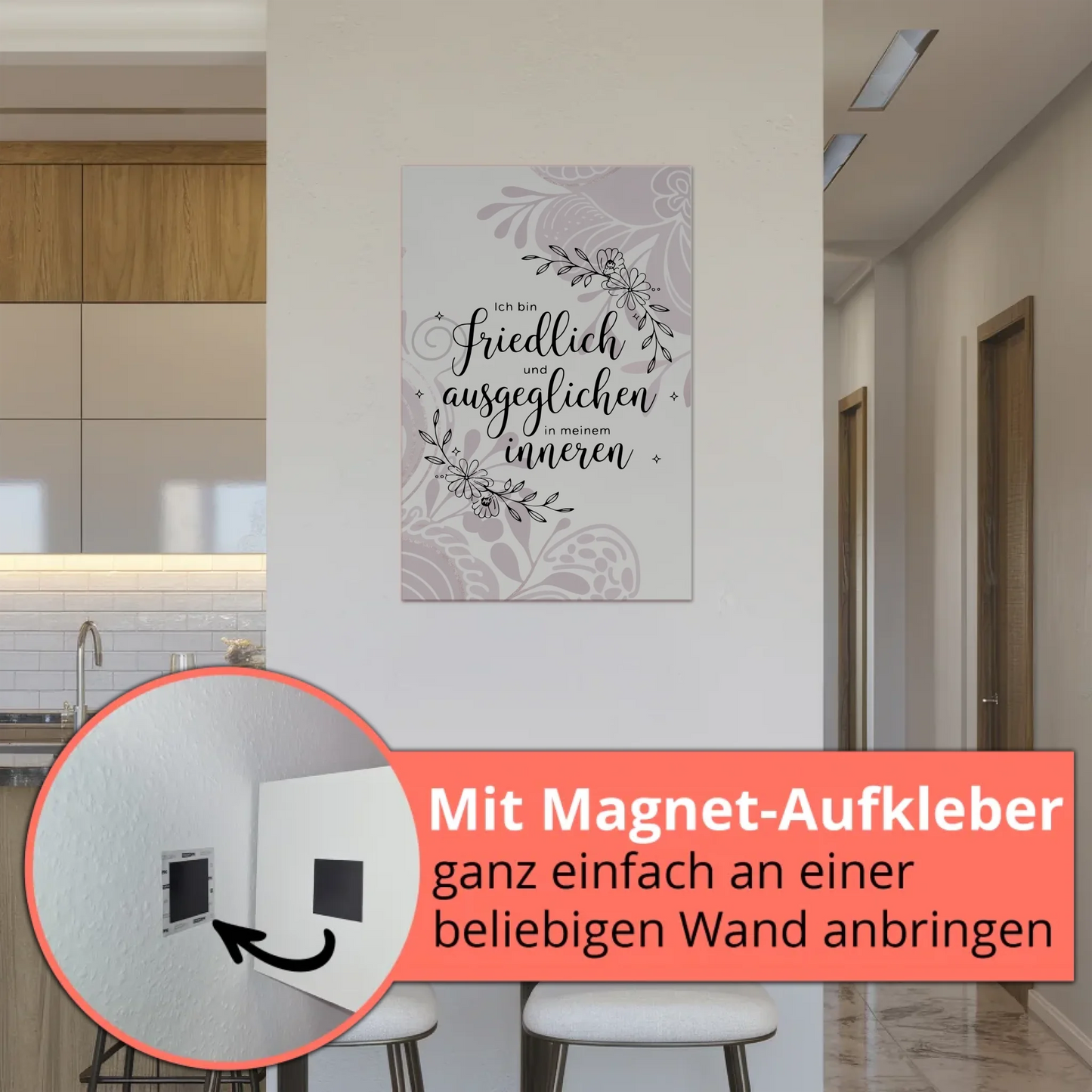 Affirmation Magnet Wandbild Ich bin friedlich und ausgeglichen